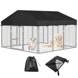Bhyhok 10'W X 10'L Waterproof Dog Kennel Cover Outdoor 600D Oxford Fabric Dog Kennel Roof with Silver UV-Protective Coating for Windproof, Rainproof, Sun-Protective(Covers Only)