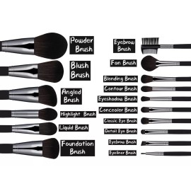 BS-Mall Juego De 16 Brochas De Maquillaje Negro