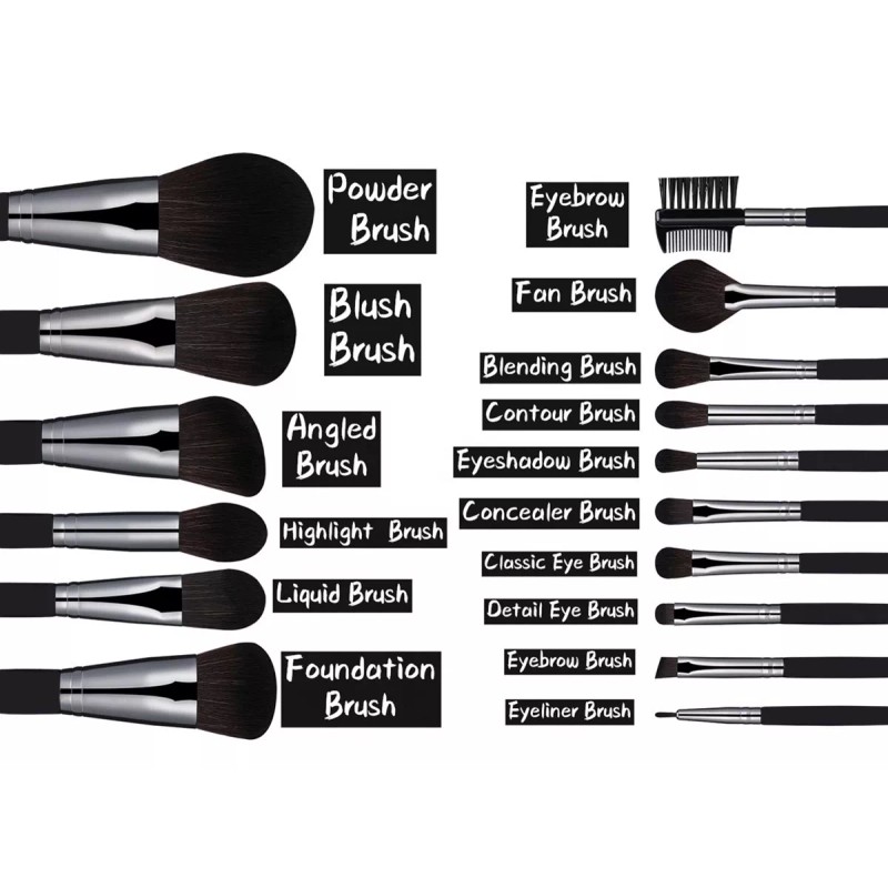 BS-Mall Juego De 16 Brochas De Maquillaje Negro