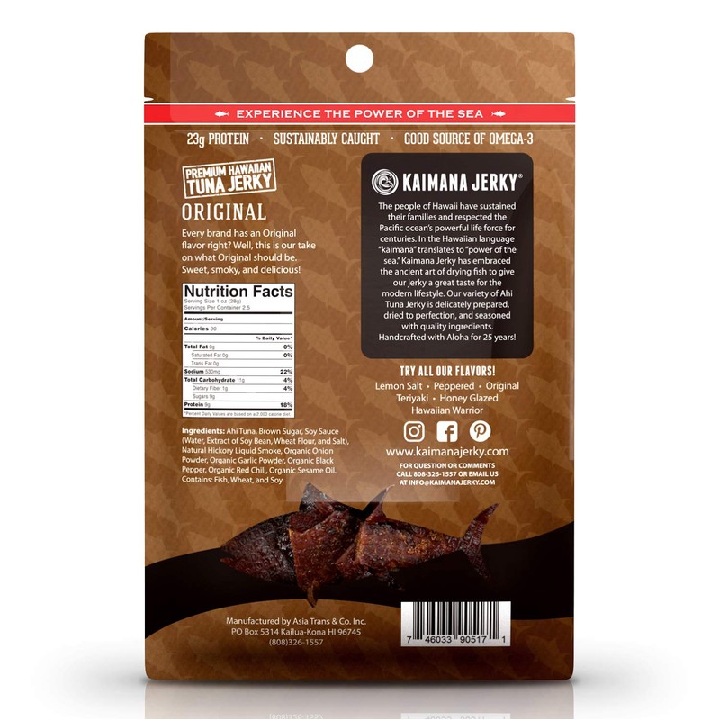 Kaimana Ahi Tuna Jerky Hawaiian Warrior 1.5 Ounce - Paleo