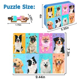 LELEMON Puzzles for Kids Ages 4-6,Dog 60 Piece Puzzles for Kids Ages 4-8,Children Jigsaw Puzzles Kids Puzzles in a Metal Box,Educational Learning Puzzle Toys for Girls and Boys