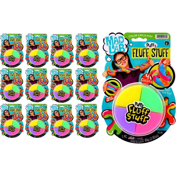 JA-RU Rainbow Fluffy Slime Putty Kit (12 Slime Pack) Non-Sticky Silly Glossy Slime for Kids & Adults. Stress & Anxiety Relief Sensory Fidget Therapy Putty Toy. Party Favors Stocking Stuffers. 5432-12p