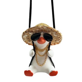 Cute Swinging Duck Car Mirror Hanging Accessories Rear View Mirror Hanging Ornament for Men Women (White Duck)