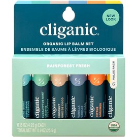 Cliganic Bálsamo Labial Orgánico – Set de 6 Sabores Naturales – 100% Natural, Hidratante, Sin Parabenos – Cruelty Free