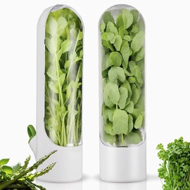 HVECT Herb Saver for Refrigerator, Herb Saver Pod Cilantro Containers for Refrigerator, Fresh Herb Keeper for Cilantro, Parsley, Asparagus, Mint, Keeps Vegetables for 2-3 Weeks (2PCS)