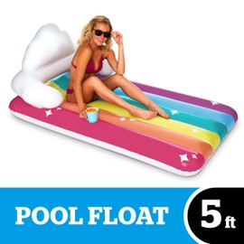 BigMouth Inc. Giant Rainbow Lounge Pool Float, Thick Vinyl Raft, Holds 200 Pounds and Includes Patch Kit