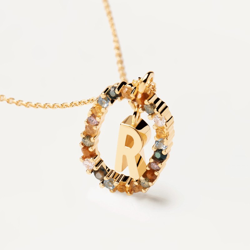 PDPAOLA - Necklace Letter R - 925 Sterling Silver 18k