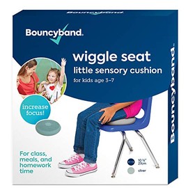 Bouncyband — Wiggle Seat, 1 Pack – Silver, 10.75” D – Little Sensory Cushion for Kids Ages 3-7 — Promotes Active Learning, Improves Student Productivity, Includes Easy-Inflation Pump