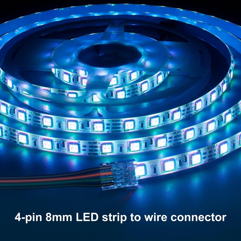 RGBZONE 25Pcs 8mm 4 Pin LED Connectors Gapless Solderless LED