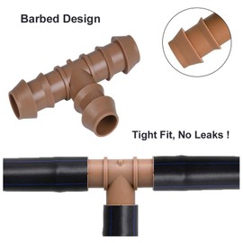 JOYPRO 24 Pieces Drip Irrigation Barbed Tee Fittings for 1/2” Tubing (0.600”ID) - Drip Tees (17mm) Irrigation Tubing Connectors for Drip Sprinkler Garden Lawn Systems