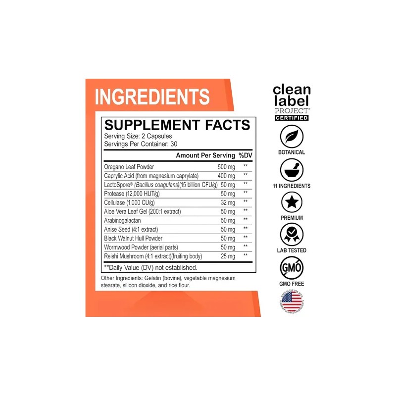 Suplemento Nutricional Dr. Bo Candida CLEANSE Aceite de Orégano Probióticos