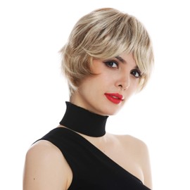 WIG ME UP - DW1857-FHT-MT-688H Full Hand Tied Monofilament Short Blonde Copper Blonde Highlighted Slightly Wavy Wig