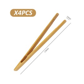 DHSBGWSX Bamboo Tongs 4 Pack 7" Silver/Steel Classic