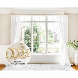 BlastHome® Luxury Curtain Rings – Premium Metal with Quiet, Smooth, Removable Nylon Inserts – Pinhooks and Clips Included – 1 1/2" Inside Diameter – 18 Rings for Two Standard Curtains – Brushed Gold