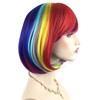 QHQ-SHININGLIFI Rainbow Bob Wigs and A Wig Cap- Women's Short