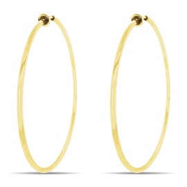 Clip On Spring Hoop Earrings for Non-Pierced Ears (60mm, Gold-Tone)