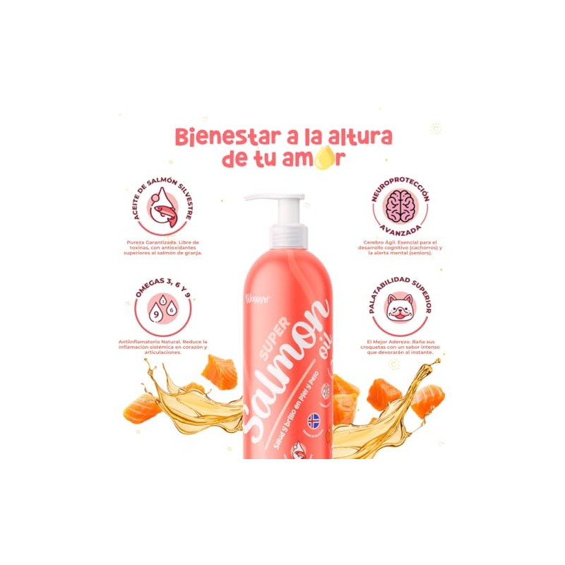 Waggys Super Salmon Oil, Omega 3 para Perros y Gatos,