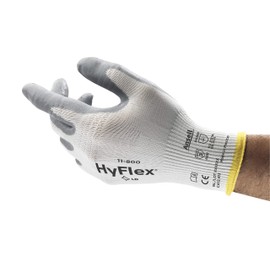 Ansell HyFlex 11-800 Nylon Glove, Gray Foam Nitrile Coating, Knit Wrist Cuff, Large, Size 9 (Pack of 12)