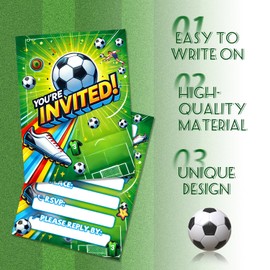 Football Party Invitations 20PCS, Boys Birthday Event Cards, Double-Sided Sports Style Invites, Game Day Announcement Cards, Fun Themed Invitations for Party Celebrations (B)