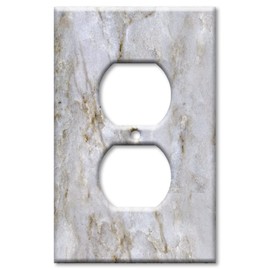Art Plates - OVERSIZED Switch Plate - OVER SIZE Decorative Metal Wall Plate - 1 Gang Outlet - White Pearl Quartzite - Granite - Marble (PRINTED IMAGE) - (Made in USA)