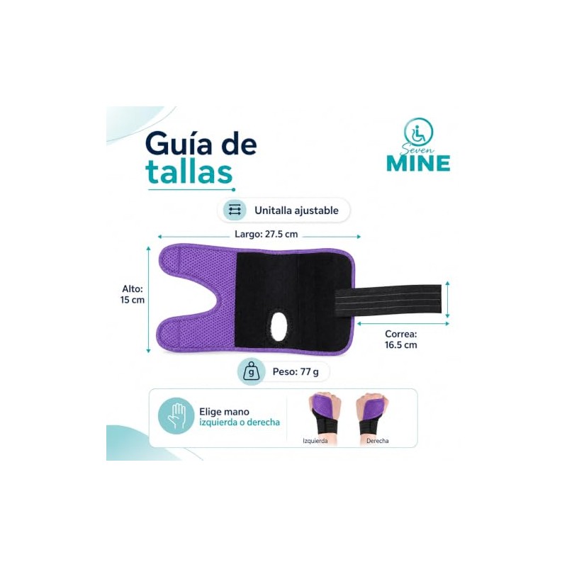 SEVEN MINE Férula de Muñeca Ajustable con 3 Barras de