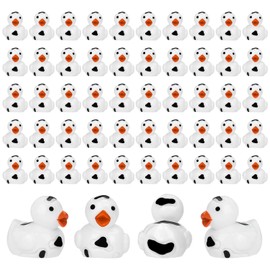 GGSTDDUP 50 Pcs Mini Resin Ducks, Cute Tiny Cow Ducks, Mini Cow Resin Duck Bulk, Fun Cow Print Duck Miniature Duck Figurines, Cow Theme Mini Black White Cow Resin Ducks for Micro Landscape Dollhouse