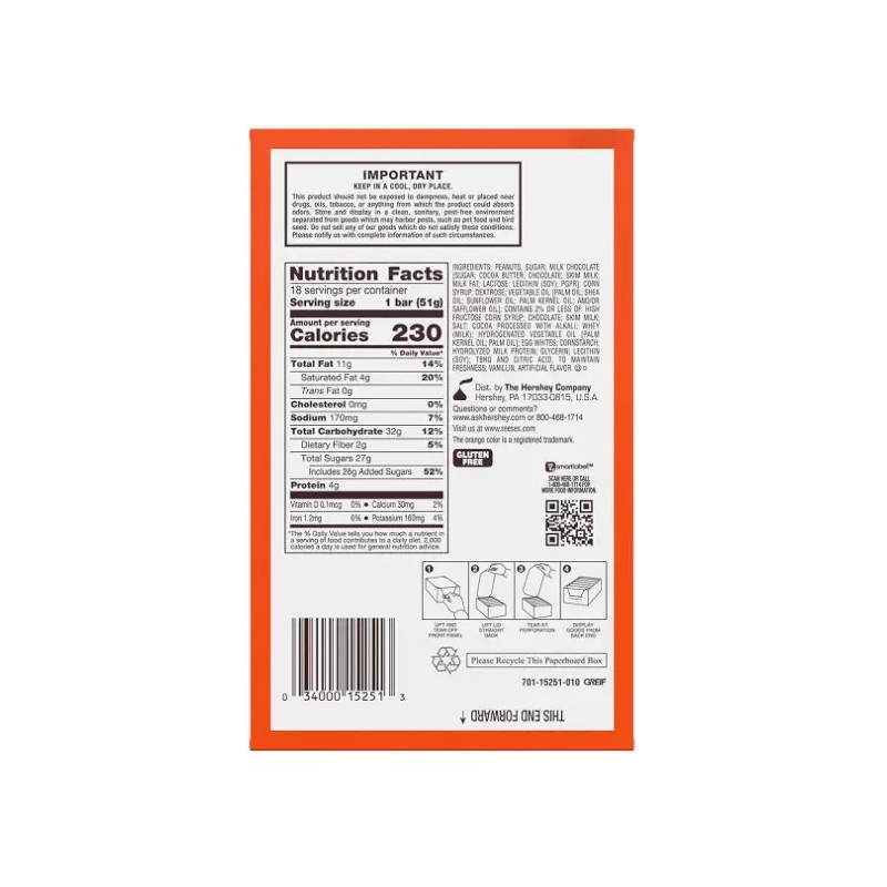 Reese's FAST BREAK Peanut Butter Nougat Candy Bars, 1.8 Oz