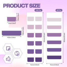 Janlaugh 300 Pcs Sticky Index Book Tabs Bible Tabs Gradient Repositionable Page Tab Labels for Notebooks File Classification (Purple)