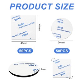 Absyrony 100 Stück Selbstklebend Extra Stark, Klebepads Doppelseitiges, Klebeband Doppelseitig, Doppelseitige Selbstklebendes, für Zuhause Büro Auto Schule,(50 Quadrate + 50 Runde)