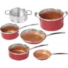 BulbHead Red Copper 10 PC Copper-Infused Ceramic Non-Stick Cookware Set