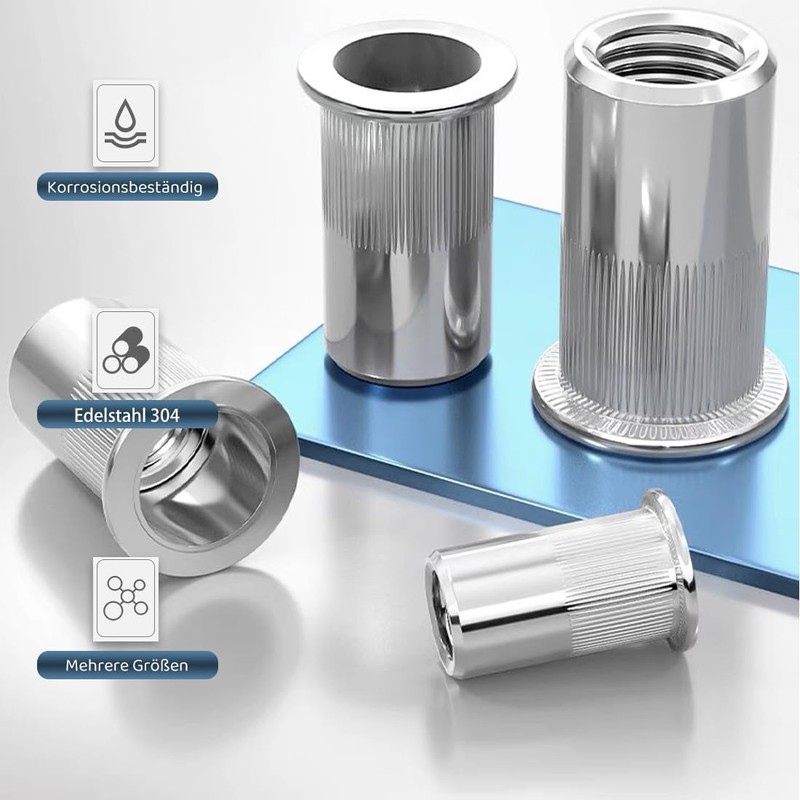 100pcs M5 Blind Rivet Nuts Stainless Steel Flat Head Thread