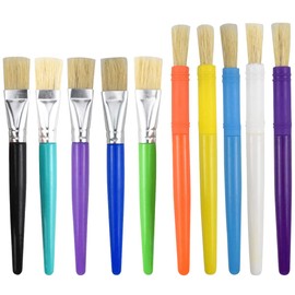 Pack of 10 Children's Painting Brushes, Acrylic Brush, Watercolour Painting Brush, Oil Painting Brush, Natural Bristle Brush Set for Oil Painting, Round Head Brush Set for Beginners, School, Painting