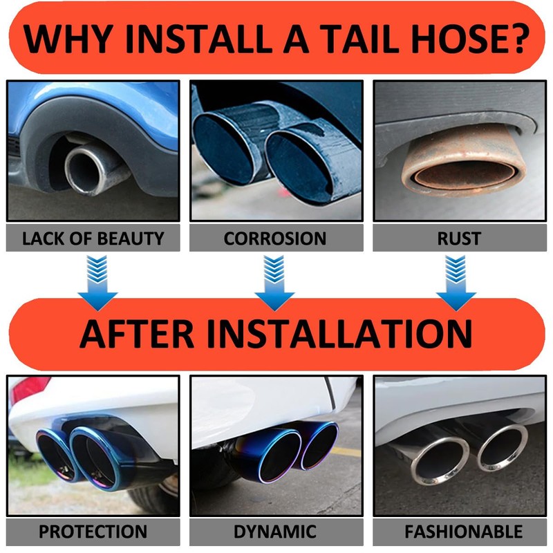 MOCNT Car Exhaust Tail Pipe Stainless Steel Car Exhaust End
