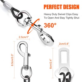 Dog Seat Belt, Double Dog Seatbelt Vehicle Safety Chew Proof Dogs Vehicle Safety Tether Cable,Double Clip No-Chew Pet Car Leash Lead,Car Safety Restraint (24 inch/60 CM)