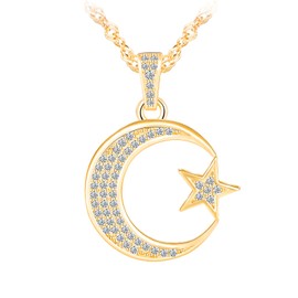 Mond Sterne Anhänger Kette,Halskette Damen Mädchen Silber 925 mit Zirkon,Funkelnd Sternenhimmel Ketten für Frauen Mama Frau Freundin Tochter,Modeschmuck für Geburtstage Valentinstag Muttertag