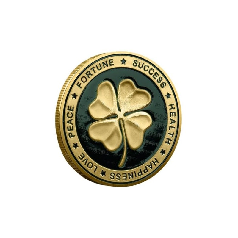 HARPIMER Lucky Coin with Four Leaf Clover and Elephant and