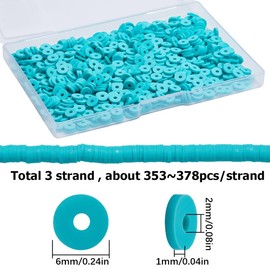 SUNNYCLUE 1 Box 1000 Pieces + Green Clay Heishi Beads 6 mm Polymer Clay Beads Vinyl Heishi Beads Bulk Clay Polymer Beads Loose Spacer Beads for Jewellery Making DIY Bracelets Necklace Accessories