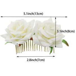 BOMJJOR Rose Headband and Floral Comb Flower Wreath Crown Hair Band Garland Hair Hoop Women Girls Hairband Party Headdress Cosplay Costume Headwear 2 Packs