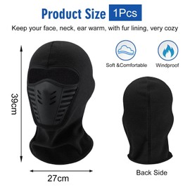 1 Piece Black Thickened Cycling Mask, Fashionable Warm Mask, Winter Face Mask, Ski Mask
