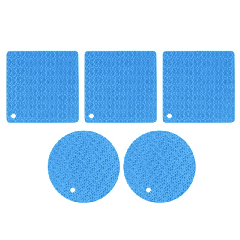 5 PCS 2 Round 3 Square Silicone Honeycomb Mat Multipurpose