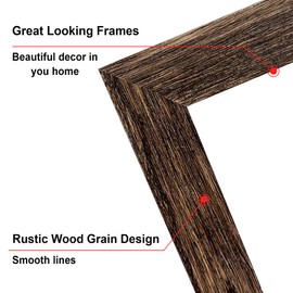 SESEAT 11x14 Picture Frames Rustic Brown Display Pictures 8x10 With mat or 11x14 Prints Without Mat, Wall Mounting, 6PCS