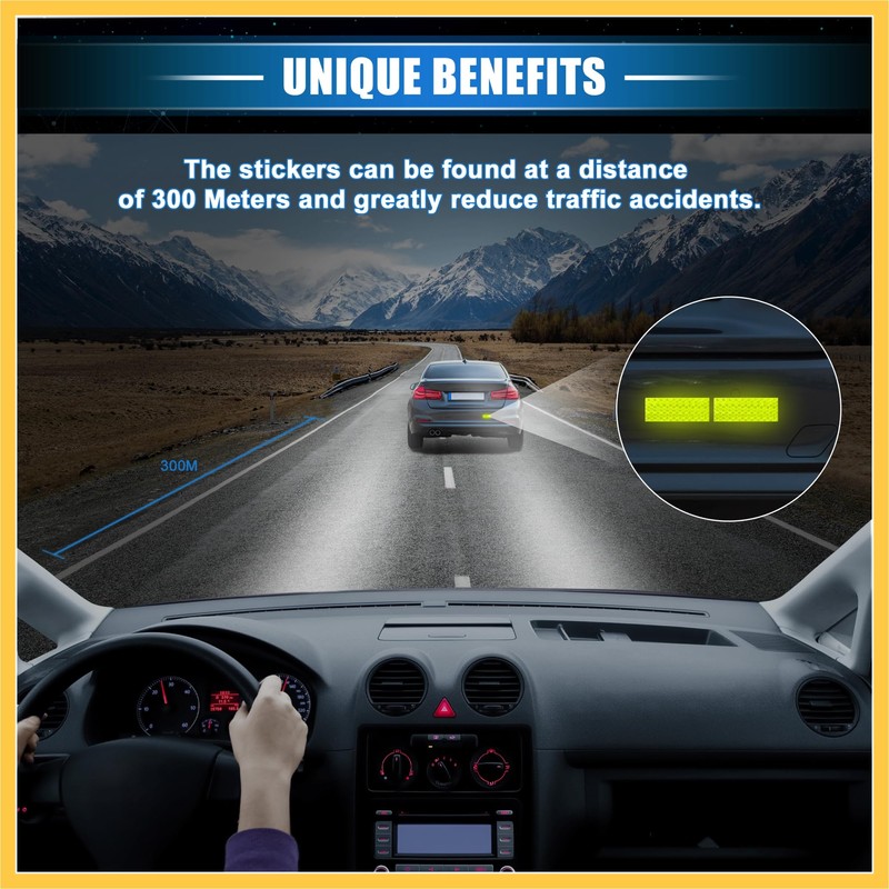 REPAIROCK 10 Pcs Reflective Stickers, 3.11"x1.18" Rectangle Shape Safety Tape