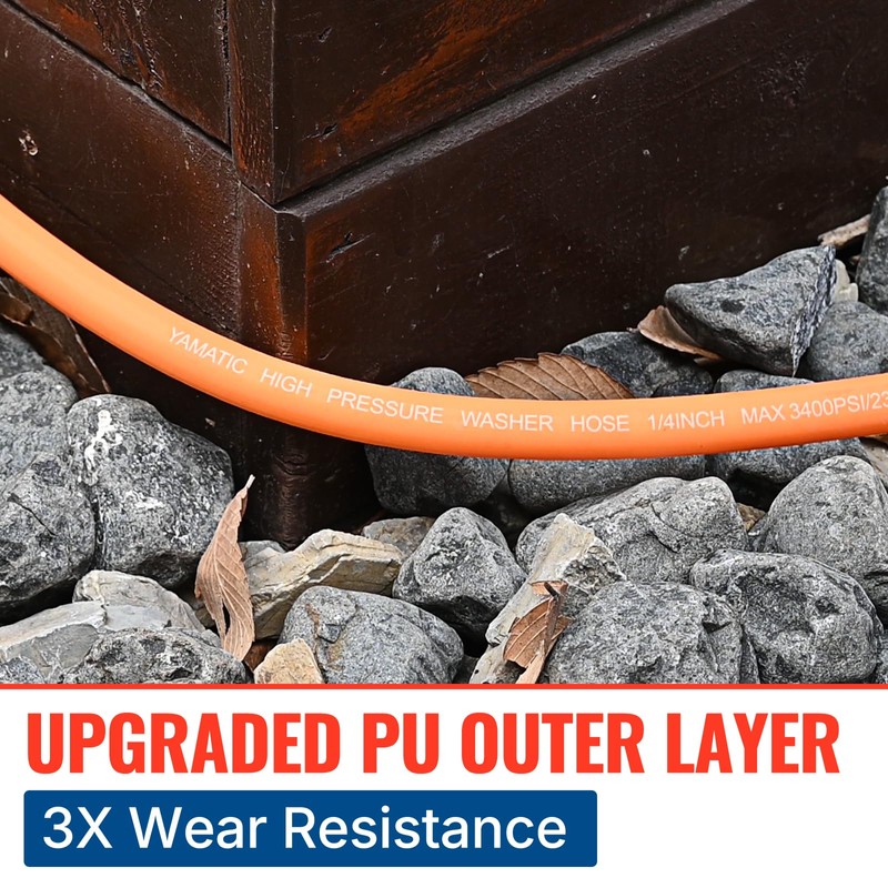 YAMATIC Durable Pressure Washer Hose 25 FT 3400 PSI, Wear