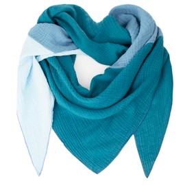 Gloop Women's Scarf XXL Knitted Triangle Scarf Cotton Triangular Scarf Muslin Scarf without Scratching on Skin, Mint-mint blue, One size