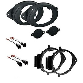 2 Pair 6" 6.5" 6.75" (or 6x9 Front) Car Speaker + Tweeter Install Mount Bracket Plates with Wire Connectors- Made for Some Chevrolet GMC GM: 2015-2024 Silverado, Sierra, Tahoe, Suburban, Yukon Etc