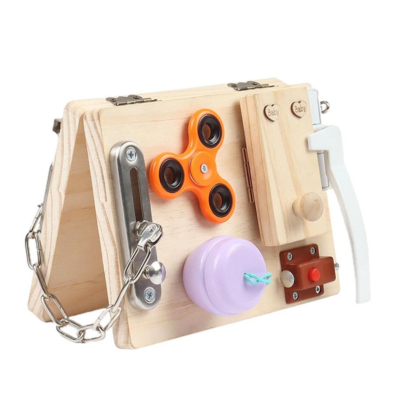 Children Busy Board Educational Board Old Wooden Folding Inftant Sensory