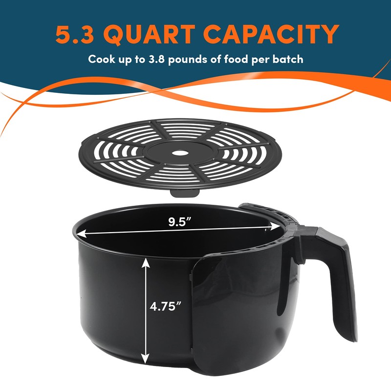 Elite Gourmet EAF5317D Digital 5.3Qt Hot Air Fryer 7 Menu