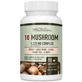 10 Mushroom Blend Supplement | Lions Mane, Turkey Tail, Cordyceps, Reishi, Shiitake, Maitake, Chaga Extract Mushroom Support Complex | Antioxidants & Immune Support | Vegetarian, Gluten-Free | 90 Ct.