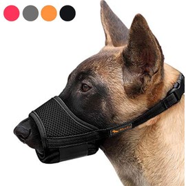 HEELE Dog Muzzle,Soft Nylon Muzzle Anti Biting Barking Chewing,Air Mesh Breathable Drinkable Adjustable Loop Pets Muzzle for Small Medium Large Dogs 4 Colors 4 Sizes (Black, XS)