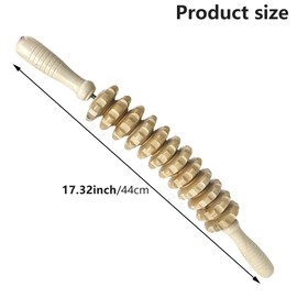 PUXING Wooden Massage Roller Stick Wood Th-erapy Massage Tool Manual Wooden Fascia Massage Roller Manual Massage Roller Stick for Body Sculpting(Color:Wood)